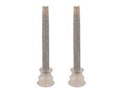 9 SILVER GLITTERY WAX TAPERS SET OF 2