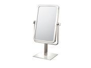 Rectangular Vanity Mirror with 3X 1X magnification in Brushed Nickel by Mirror Image
