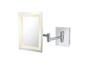 Single Sided LED Rectangular Wall Mirror with 3X magnification in Chrome Hardwired by Kimball Young