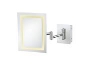 Single Sided LED Rectangular Wall Mirror with 3X magnification in Polished Nickel Hardwired by Kimball Young