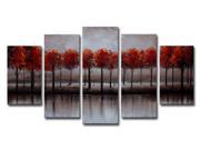 Heavily Textured Red Forest Art 1239 60 x 32in