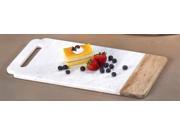 Taj Elite Creamy White Marble w Mango Wood 18 x 9 Handled Board