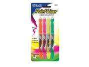BAZIC Pen Style Fluorescent Color Liquid Highlighters 4 Pack