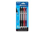 BAZIC Spencer Asst. Color Retractable Pen w Cushion Grip 4 Pack