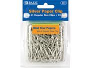 BAZIC No.1 Regular 33mm Silver Paper Clips 200 Pack