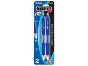 BAZIC Trio Triangle Blue Retractable Oil Gel Ink Pen 2 Pack