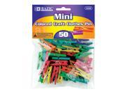 BAZIC Mini Colored Clothes Pin 50 Pack