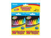 BAZIC 16 Color Premium Quality Crayon 2 Pack