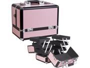 PINK 3 TIERS ACCORDION TRAYS MAKEUP COSMETIC CASE C3002