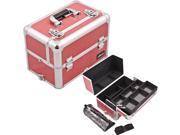 Hot Pink Interchangeable Easy Slide Extendable Tray Crocodile Textured Printing Professional Aluminum Cosmetic Makeup Case with Dividers Brush Holder and Cle