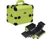 3 Tiers Easy Slide Expandable Trays Green Leather Like Pro Makeup Beauty Case C3028