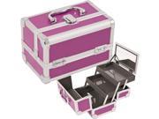 Purple 2 Tiers Extendable Trays Cosmetic Makeup Train Case with Mirror M1001