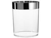 Ribbed acrylic toilet wastebasket in clear with chrome colored trim