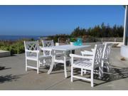 V1337SET14 Bradley Eco friendly 5 piece Outdoor White Hardwood Dining Set with Rectangle Table and Arm Chairs