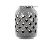 11 in. Lantern with Metal Handle in Gloss Gray