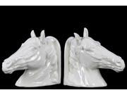 Ceramic Horse Head Bookend Assortment of Two Gloss Finish White