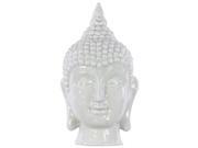 Ceramic Buddha Head with Pointed Ushnisha Gloss Finish Light Gray