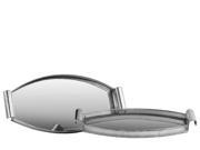 Metal Elliptical Tray with Mirror Surface Curved Metal Handles and Pierced Metal Sides Set of Two Electroplated Finish Silver