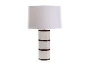 White Marble And Wood Hexagon Table Lamp