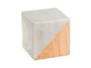 Large Marble and Wood Split Cube