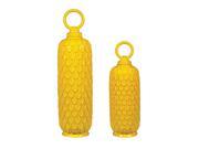 Set Of 2 Lidded Ceramic Jars In Sunshine Yellow