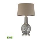 Grey Glazed Floral Ceramic LED Lamp