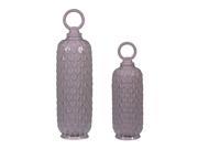 Set Of 2 Lidded Ceramic Jars In Lilac Luster