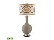 Matte Grey LED Lamp With Patterned Shade