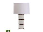 White Marble And Wood Hexagon LED Table Lamp