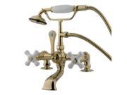 Kingston Brass Cc211T2 Clawfoot Tub Filler With Hand Shower Polished Brass Finish