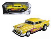 1957 Chevrolet Drag Car Yellow With Flames 1 18 Diecast Car Model by Hotwheels