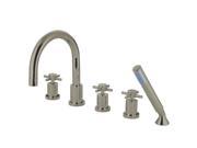 Kingston Brass Concord Three Handle Roman Tub Filler with Hand Shower