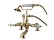 Kingston Brass Cc207T2 Clawfoot Tub Filler With Hand Shower Polished Brass Finish