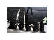 Kingston Brass KS2798AXBS 8 in. Deck Mount Kitchen Faucet with Brass Sprayer