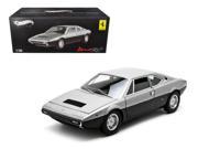 1973 Ferrari Dino 308 GT4 Silver Black Elite Edition 1 18 Diecast Car Model by Hotwheels