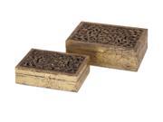 Mazie Carved Wood Boxes Set of 2