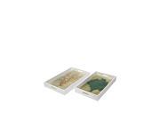 Sea Fan Wood and Glass Tray Set of 2