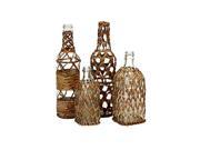 Manitoba Rattan Glass Bottles Set of 4