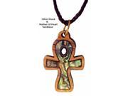 Olivewood Mother of Pearl Necklaces Key of Life Cross