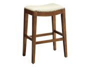 Metro 29 Inch Saddle Stool with Nail Head Accents and Espresso Finish Legs with Cream Bonded Leather