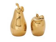 Cer Gold Pear Apple Set Of 2 7 Inches 9 Inches Height