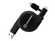LENMAR CARTLMK Charge Sync 2 in 1 Retractable USB to Micro Lightning R Cable 2ft
