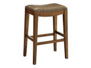 Metro 29 Inch Saddle Stool with Nail Head Accents and Espresso Finish Legs with Molasses Bonded Leather