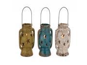 Ceramic Lantern 3 Asst 7 Inches Width 14 Inches Height