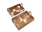 Wd Brn Hide Tray Set Of 2 21 Inches 24 Inches Width