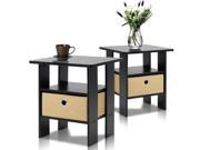 Furinno 2 11157EX Espresso Petite End Table Bedroom Night Stand Set of Two