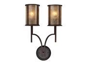 Barringer 2 Light Sconce In Aged Bronze And Tan Mica Shades