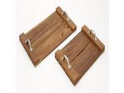 Teak Wd Mtl Tray Set Of 2 19 Inches 24 Inches Width