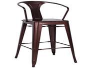 Chintaly Galvanized Steel Bar Stool With Back In Red Copper [Set of 4]