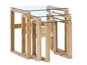 Cascade 3PC Nesting Table Set in White Oak with Glass Tops by Diamond Sofa